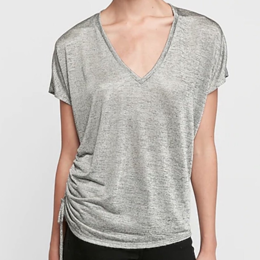 NWT Express Metallic V-neck Cinched Dolman Top